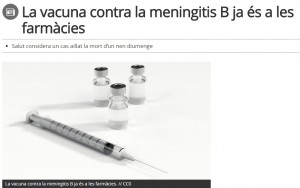 Notícia de RAC1 sobre la vacuna contra la meningitis B
