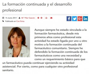 La tribuna de Pilar Gascon, vocal dInvestigacio i Docencia del COFB i secretaria del CCFC