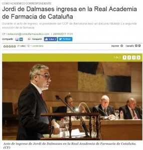 L'ingrés de Jordi de Dalmases a Correo Farmacéutico