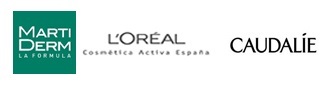 Logotips dels patrocinadors de la Jornada: Marti Derm, L'Oréal i Caudalie.
